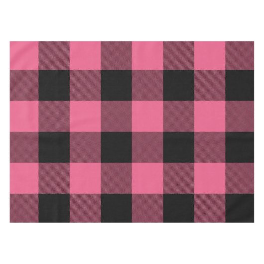 Nappe Carrés Buffalo Plaid Party rose et noir (Devant (Horizontal))