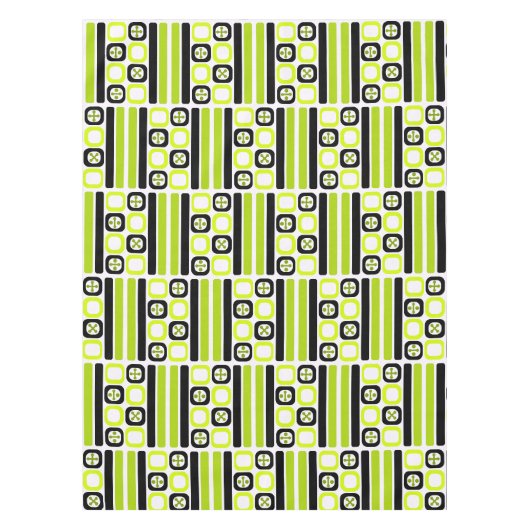 Nappe Carrés d'art atomique rétro Chartreuse (Devant)