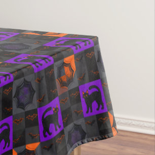 Nappe Carrés de chat noir Halloween