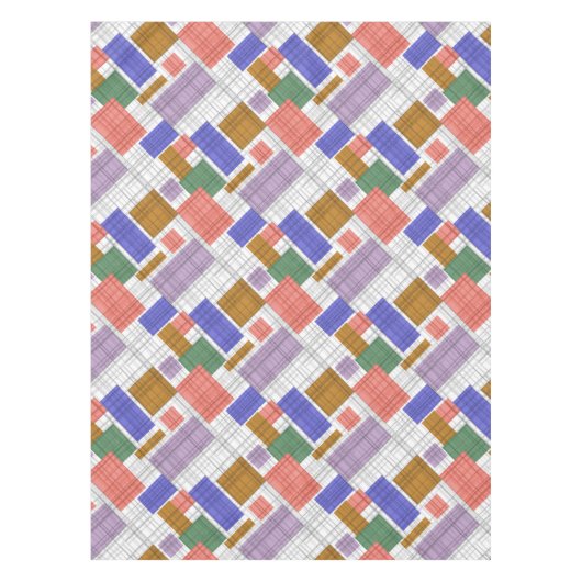 Nappe Carrés géométriques sans à damiers plaid (Devant)