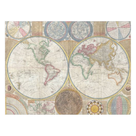 Nappe Carte de voyage du monde Antique Vintage (Devant (Horizontal))