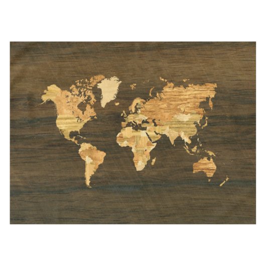 Nappe Carte en bois du monde (Devant (Horizontal))