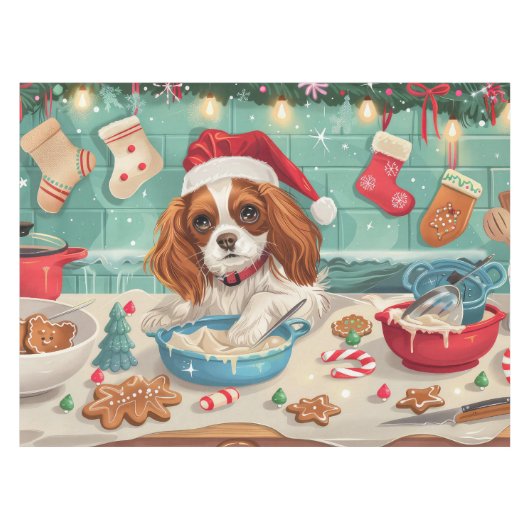 Nappe Cavalier King Charles Spaniel Baking Noël (Devant (Horizontal))