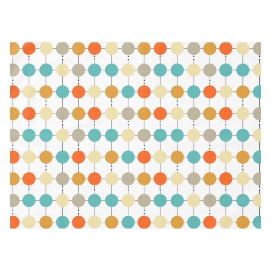 Nappe Cercles de crème orange turquoise mi-siècle rétro (Devant (Horizontal))