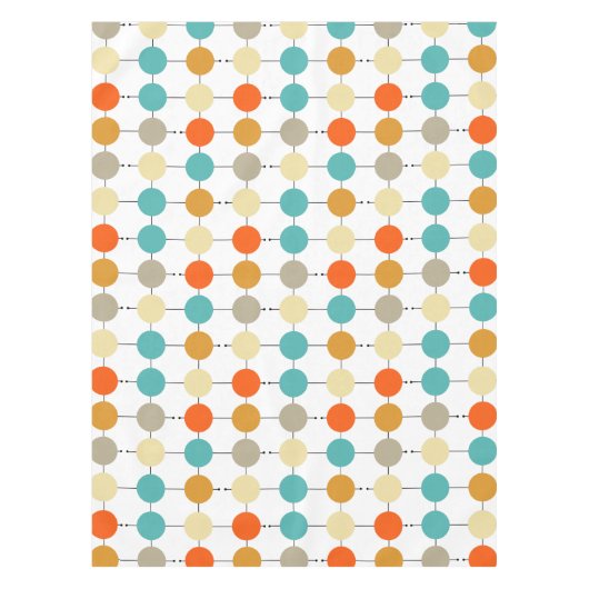 Nappe Cercles de crème orange turquoise mi-siècle rétro (Devant)