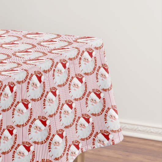 Nappe Cercles de face père Noël, Bandes rouges-TABLECLOT (In Situ)