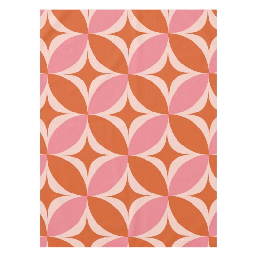 Nappe Cercles étoilés du milieu du siècle rose et orange (Devant)