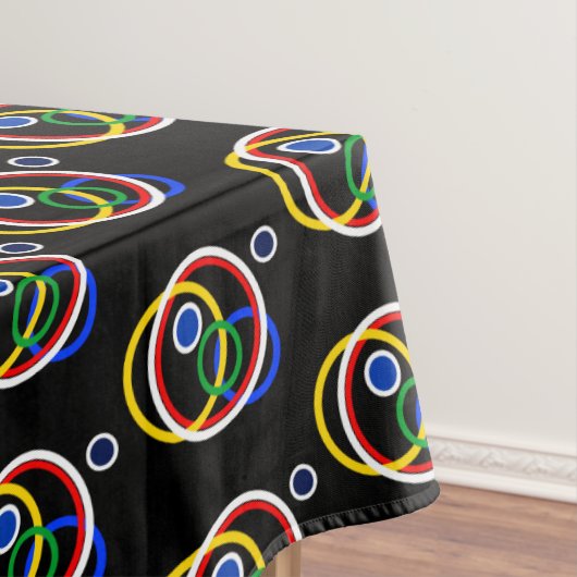 Nappe Cercles multicolores festifs sur fond noir (In Situ)