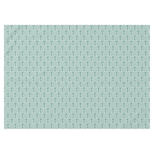Nappe Cercles spiraux Abstraits en Turquoise clair et bl (Devant (Horizontal))