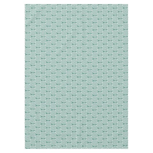 Nappe Cercles spiraux Abstraits en Turquoise clair et bl (Devant)
