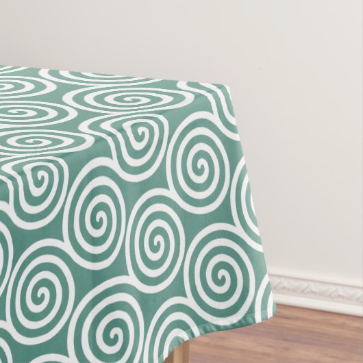Nappe Cercles spiraux Abstraits en Turquoise clair et bl (In Situ)