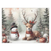 Nappe Cerf de Noël/bonhomme de neige en bois classique (Devant (Horizontal))