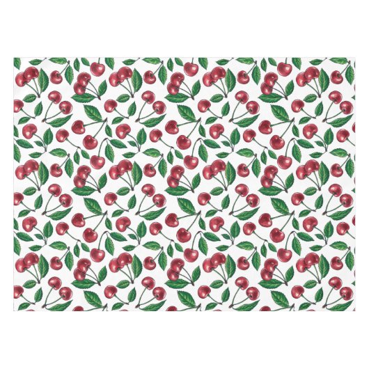 Nappe Cerises rouges sur blanc (Devant (Horizontal))