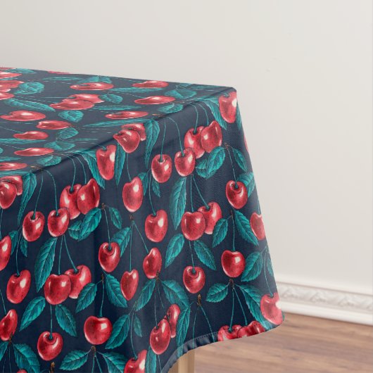 Nappe Cerises rouges sur bleu foncé (In Situ)