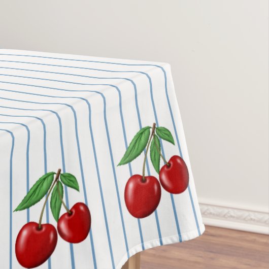 Nappe Cerises rouges sur Bleu Motif graphique (In Situ)
