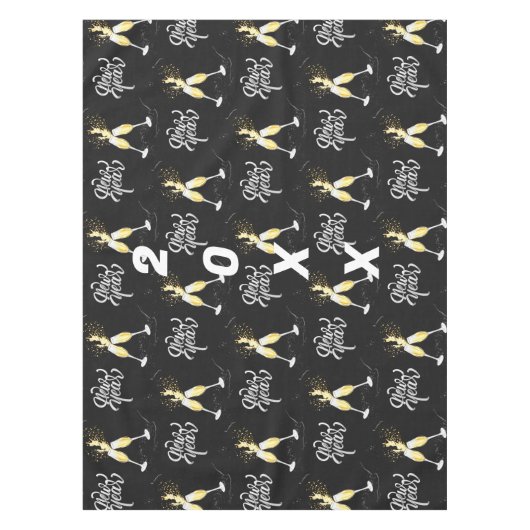 Nappe Champagne Gold Black Verre Confetti Moderne Ta (Devant)