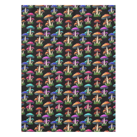 Nappe Champignons colorés sur Arrière - plan noir (Devant)