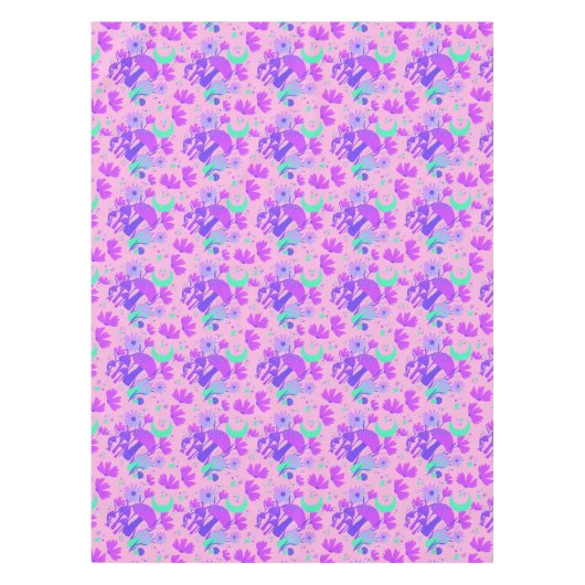 Nappe Champignons et fleurs - lavande rose & violet (Devant)