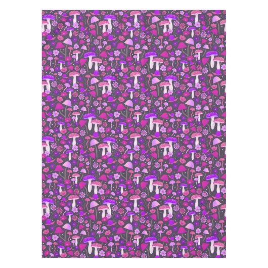 Nappe Champignons psychédéliques & Floral rose, pourpre, (Devant)