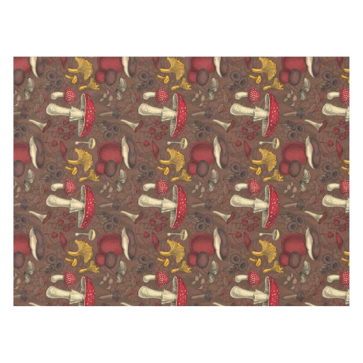 Nappe Champignons sauvages sur brun (Devant (Horizontal))