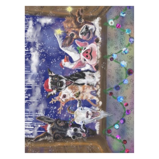 Nappe Chanson de Noël - Fête des animaux (Devant)