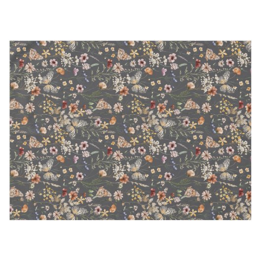 Nappe Charcoal Gray Boho Wildflowers (Devant (Horizontal))