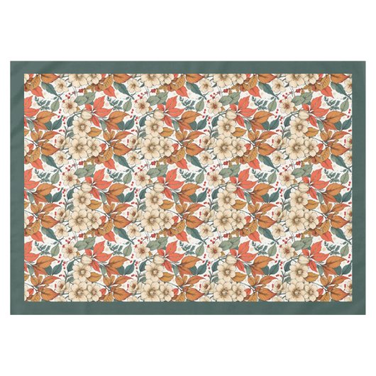Nappe Charmant automne en terre cuite fleurs blanches ve (Devant (Horizontal))