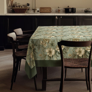Nappe Charmant vintage vert poussiéreux et fleurs d'or