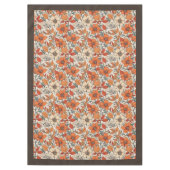 Nappe Charme automne terre cuite fleurs blanches brune (Devant)