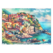 Nappe Charme côtier Italie Cinque Terre Aquarelle | (Devant (Horizontal))