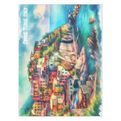 Nappe Charme côtier Italie Cinque Terre Aquarelle | (Devant)