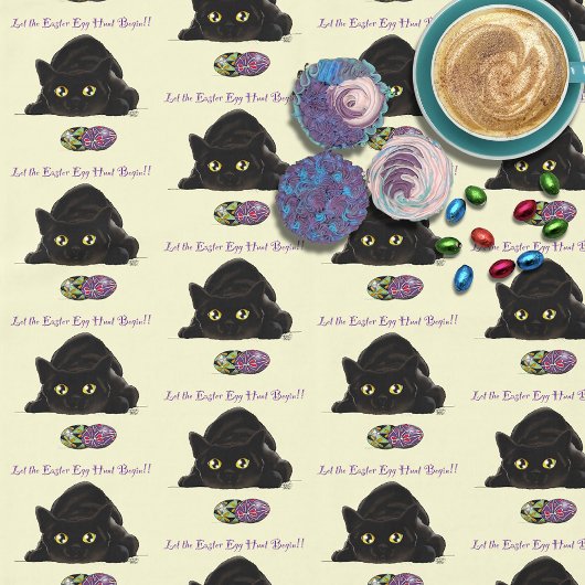Nappe Chasse aux œufs de Pâques de chat noir Vacances Ja