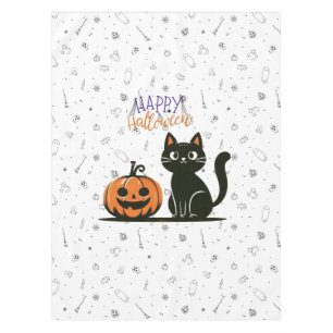 Nappe Chat de Halloween heureux & citrouille