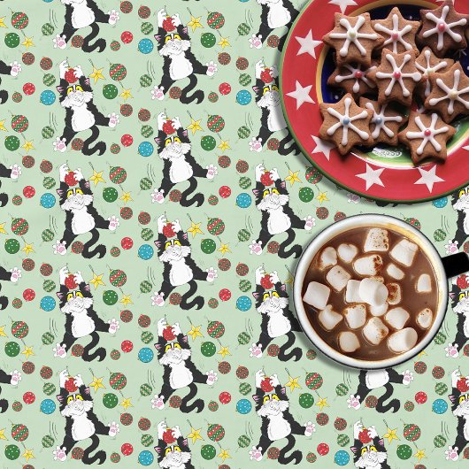 Nappe Chat de Noël noir blanc Tuxedo