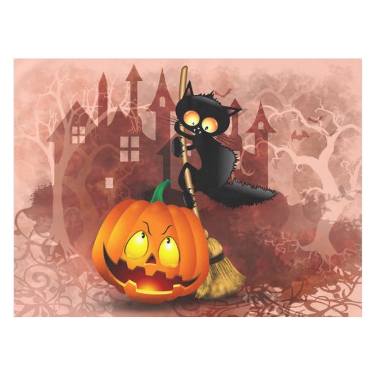 Nappe Chat effrayé par Citrouille Fun Halloween caractèr (Devant (Horizontal))