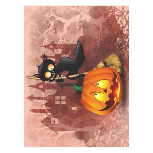 Nappe Chat effrayé par Citrouille Fun Halloween caractèr (Devant)