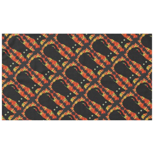 Nappe Chat noir, Feuilles d'automne motif, Halloween amu (Devant (Horizontal))