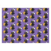 Nappe Chat noir mignon violet Halloween Citrouille (Devant (Horizontal))