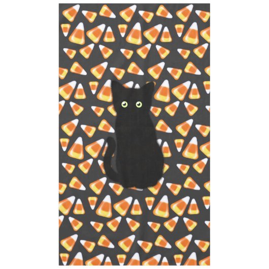 Nappe Chat noir, motif de maïs, Halloween amusant (Devant)