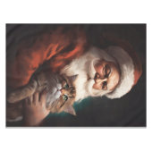 Nappe Chat Persan avec le Père Noël Fête de Noël (Devant (Horizontal))