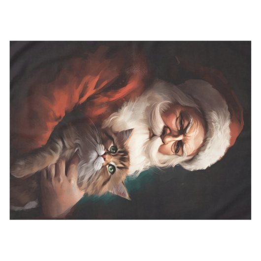 Nappe Chat Perse avec Noël Festif du Père Noël (Devant (Horizontal))