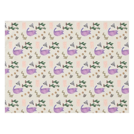 Nappe Chat Poisson Cactus Pâtes Meow (Devant (Horizontal))