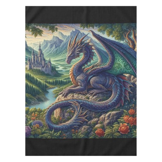 Nappe Château de dragon médiéval coloré (Devant)