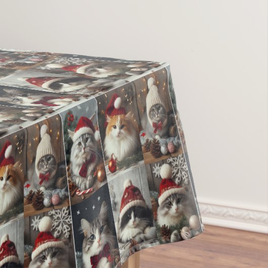 Nappe chats de noël mignon animaux d'hiver rustique (In Situ)