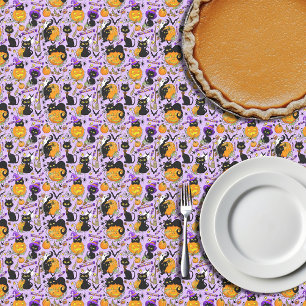 Nappe Chats noirs citrouille Halloween Candy