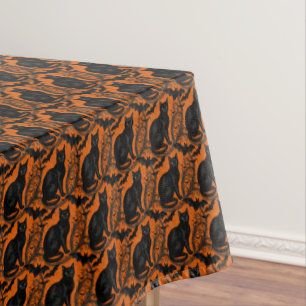 Nappe Chats noirs et chauves-souris Halloween