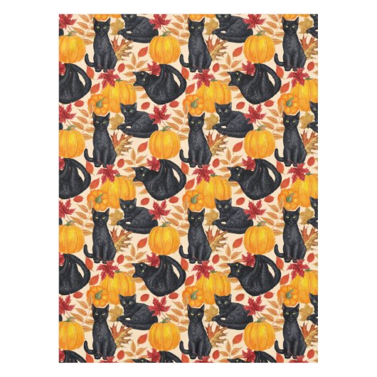 Nappe Chats noirs et citrouilles (Devant)