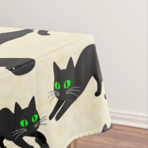 Nappe Chats noirs Yeux verts Adorables chatons Crème cha