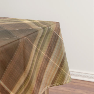 Nappe Chêne Rustique Brun et Carreaux Olive