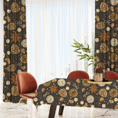 Nappe Chênes rustiques aquarelle bois cônes automne